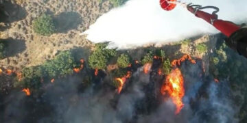 Menemen’deki yangına 6 uçakla havadan müdahale sürüyor
